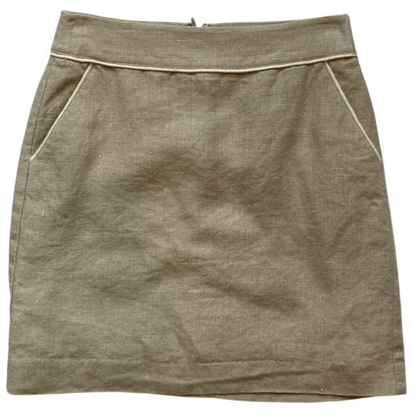 Ann Taylor LOFT Tan Linen A-Line Mini Skirt w/ White Trim Size XS - Picture 5 of 12